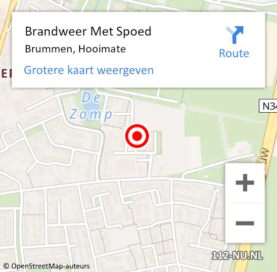 Locatie op kaart van de 112 melding: Brandweer Met Spoed Naar Brummen, Hooimate op 16 december 2023 20:45