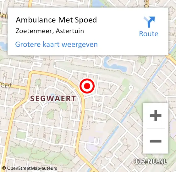 Locatie op kaart van de 112 melding: Ambulance Met Spoed Naar Zoetermeer, Astertuin op 16 december 2023 21:00