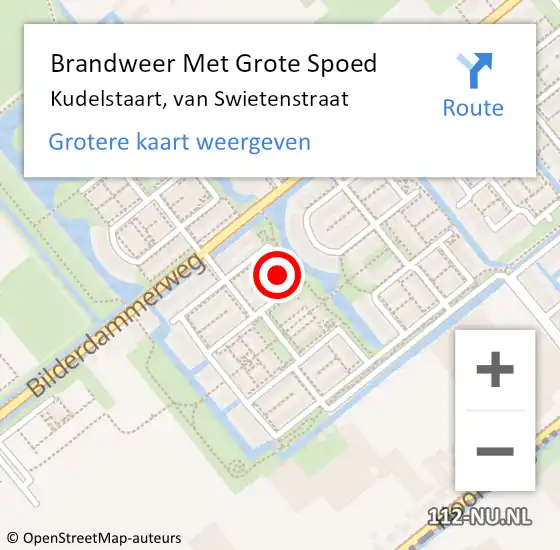 Locatie op kaart van de 112 melding: Brandweer Met Grote Spoed Naar Kudelstaart, van Swietenstraat op 16 december 2023 21:08
