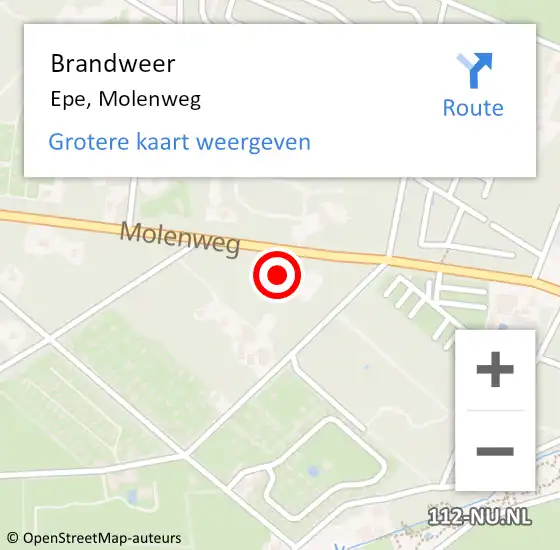 Locatie op kaart van de 112 melding: Brandweer Epe, Molenweg op 16 december 2023 21:12