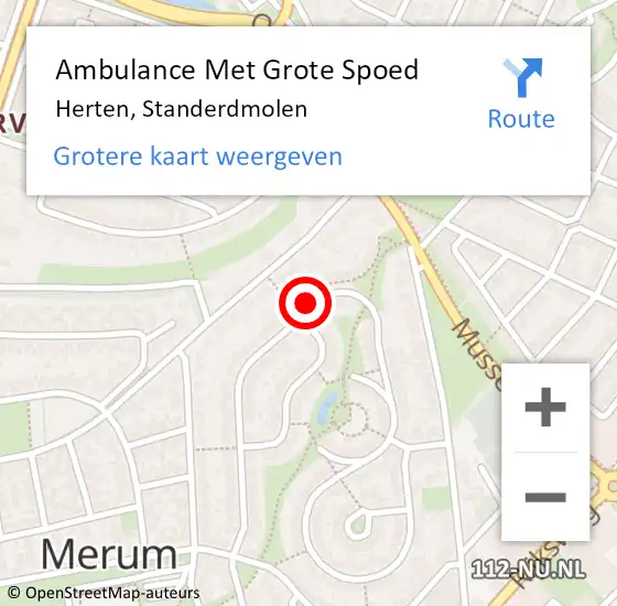 Locatie op kaart van de 112 melding: Ambulance Met Grote Spoed Naar Herten, Standerdmolen op 16 december 2023 21:18