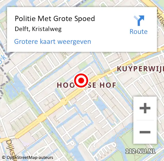 Locatie op kaart van de 112 melding: Politie Met Grote Spoed Naar Delft, Kristalweg op 16 december 2023 21:20