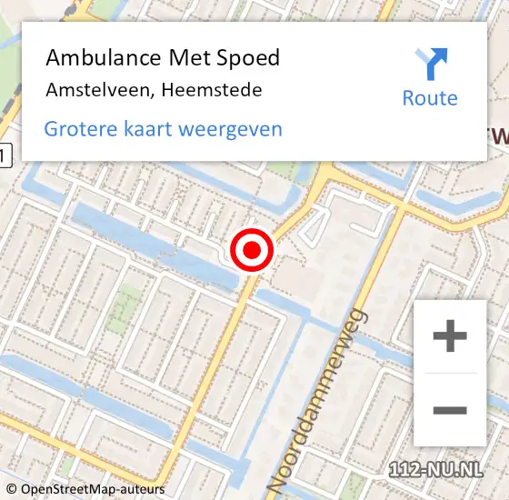 Locatie op kaart van de 112 melding: Ambulance Met Spoed Naar Amstelveen, Heemstede op 16 december 2023 21:28