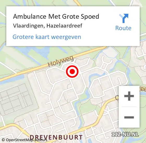 Locatie op kaart van de 112 melding: Ambulance Met Grote Spoed Naar Vlaardingen, Hazelaardreef op 16 december 2023 21:38