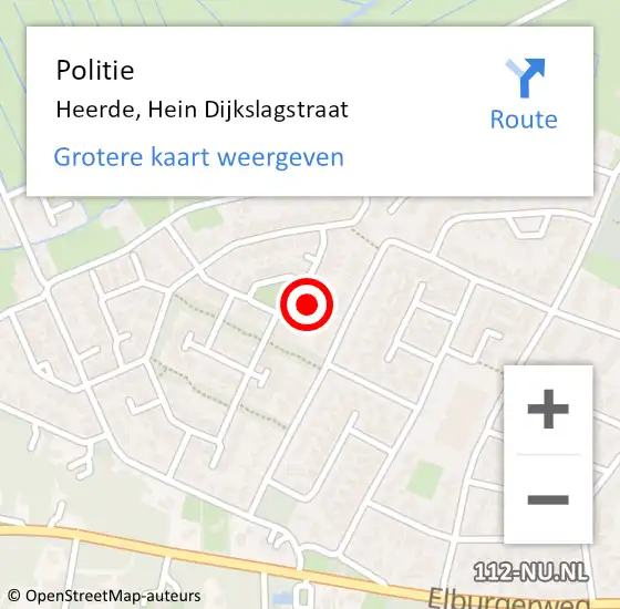 Locatie op kaart van de 112 melding: Politie Heerde, Hein Dijkslagstraat op 16 december 2023 21:48