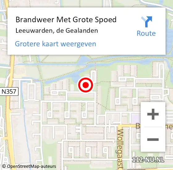 Locatie op kaart van de 112 melding: Brandweer Met Grote Spoed Naar Leeuwarden, de Gealanden op 16 december 2023 22:02
