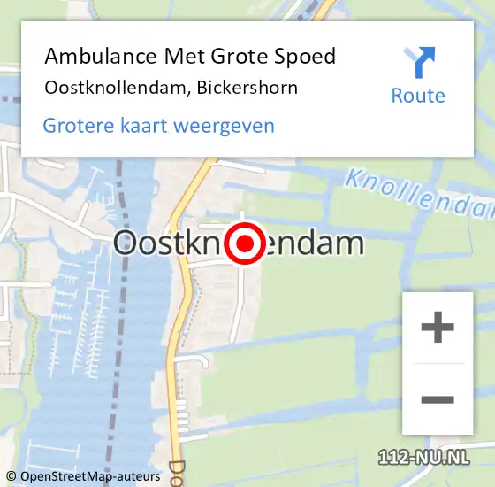 Locatie op kaart van de 112 melding: Ambulance Met Grote Spoed Naar Oostknollendam, Bickershorn op 16 december 2023 22:03