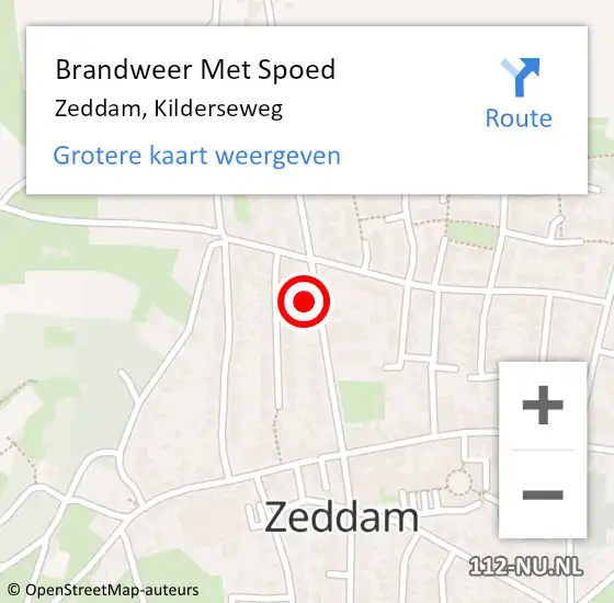 Locatie op kaart van de 112 melding: Brandweer Met Spoed Naar Zeddam, Kilderseweg op 16 december 2023 22:05