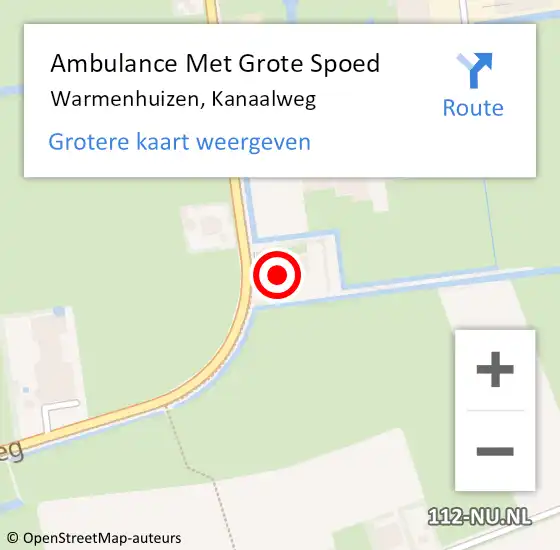 Locatie op kaart van de 112 melding: Ambulance Met Grote Spoed Naar Warmenhuizen, Kanaalweg op 16 december 2023 23:07