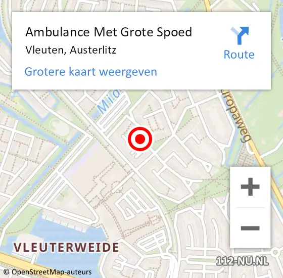 Locatie op kaart van de 112 melding: Ambulance Met Grote Spoed Naar Vleuten, Austerlitz op 16 december 2023 23:13