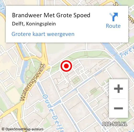 Locatie op kaart van de 112 melding: Brandweer Met Grote Spoed Naar Delft, Koningsplein op 16 december 2023 23:25