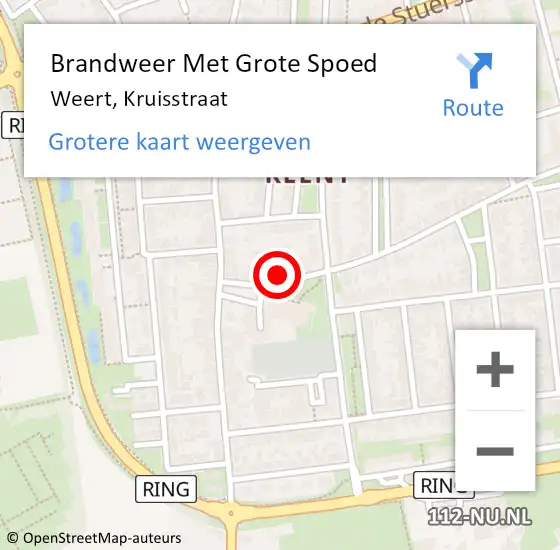 Locatie op kaart van de 112 melding: Brandweer Met Grote Spoed Naar Weert, Kruisstraat op 16 december 2023 23:26