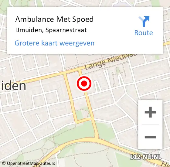 Locatie op kaart van de 112 melding: Ambulance Met Spoed Naar IJmuiden, Spaarnestraat op 16 december 2023 23:30