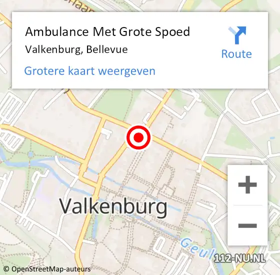 Locatie op kaart van de 112 melding: Ambulance Met Grote Spoed Naar Valkenburg, Bellevue op 18 september 2014 18:02