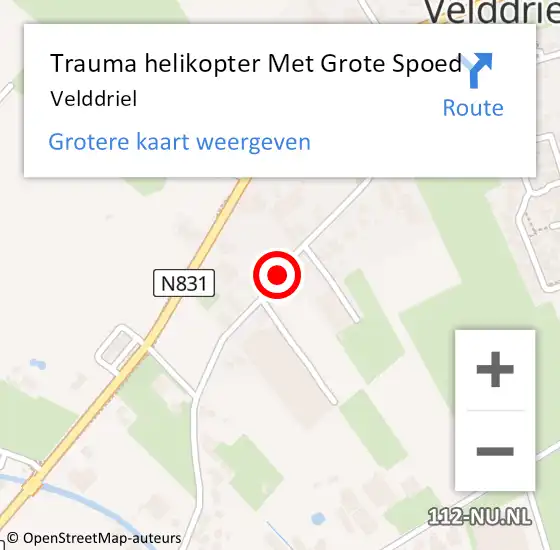 Locatie op kaart van de 112 melding: Trauma helikopter Met Grote Spoed Naar Velddriel op 17 december 2023 00:08