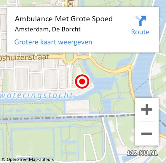 Locatie op kaart van de 112 melding: Ambulance Met Grote Spoed Naar Amsterdam, De Borcht op 17 december 2023 00:22