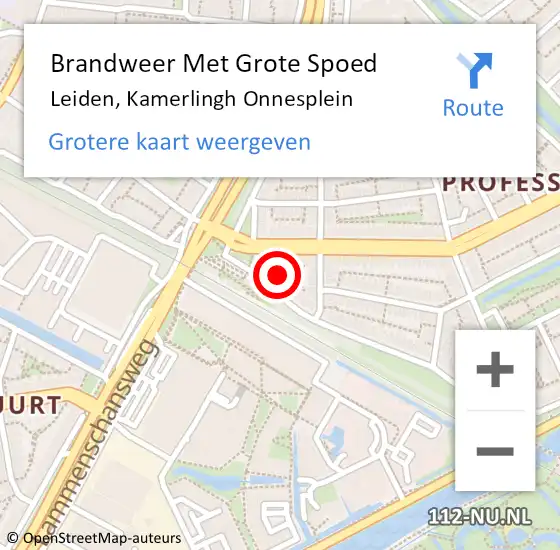 Locatie op kaart van de 112 melding: Brandweer Met Grote Spoed Naar Leiden, Kamerlingh Onnesplein op 17 december 2023 00:32