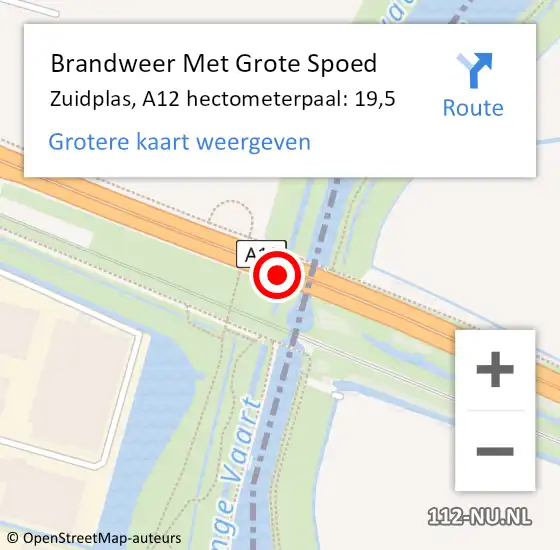 Locatie op kaart van de 112 melding: Brandweer Met Grote Spoed Naar Zuidplas, A12 hectometerpaal: 19,5 op 17 december 2023 00:39