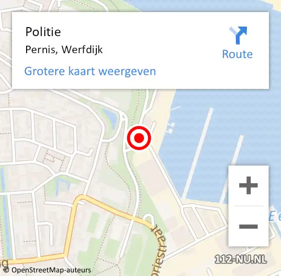 Locatie op kaart van de 112 melding: Politie Pernis, Werfdijk op 17 december 2023 00:51