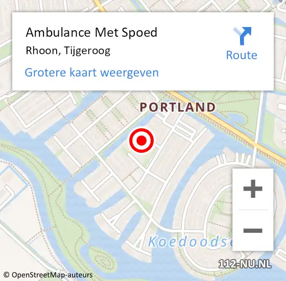 Locatie op kaart van de 112 melding: Ambulance Met Spoed Naar Rhoon, Tijgeroog op 17 december 2023 00:57