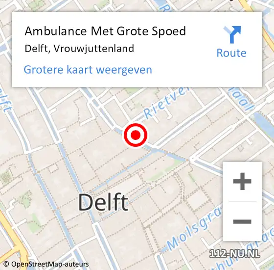 Locatie op kaart van de 112 melding: Ambulance Met Grote Spoed Naar Delft, Vrouwjuttenland op 17 december 2023 00:58