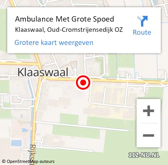 Locatie op kaart van de 112 melding: Ambulance Met Grote Spoed Naar Klaaswaal, Oud-Cromstrijensedijk OZ op 17 december 2023 01:13