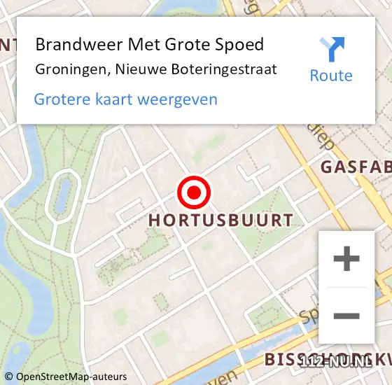 Locatie op kaart van de 112 melding: Brandweer Met Grote Spoed Naar Groningen, Nieuwe Boteringestraat op 17 december 2023 01:39