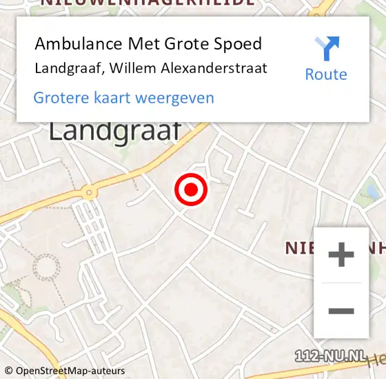 Locatie op kaart van de 112 melding: Ambulance Met Grote Spoed Naar Landgraaf, Willem Alexanderstraat op 18 september 2014 18:10