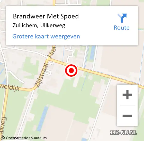 Locatie op kaart van de 112 melding: Brandweer Met Spoed Naar Zuilichem, Uilkerweg op 17 december 2023 02:13