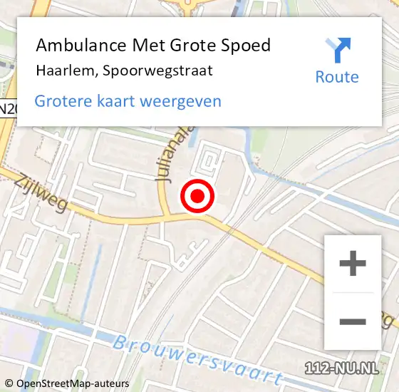 Locatie op kaart van de 112 melding: Ambulance Met Grote Spoed Naar Haarlem, Spoorwegstraat op 17 december 2023 02:48