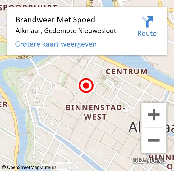 Locatie op kaart van de 112 melding: Brandweer Met Spoed Naar Alkmaar, Gedempte Nieuwesloot op 17 december 2023 03:47