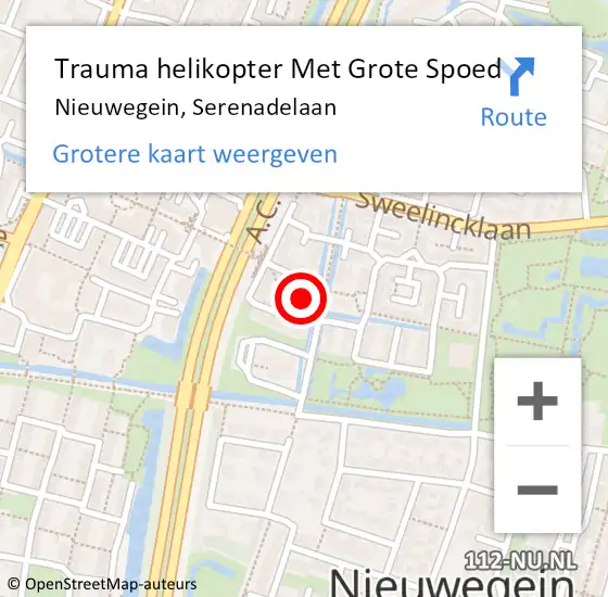 Locatie op kaart van de 112 melding: Trauma helikopter Met Grote Spoed Naar Nieuwegein, Serenadelaan op 17 december 2023 04:06