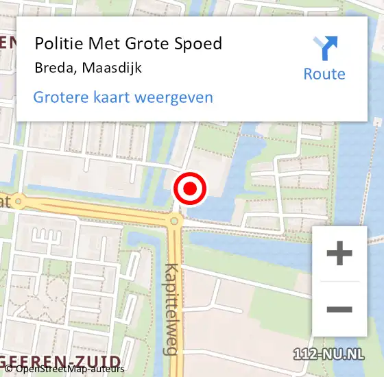 Locatie op kaart van de 112 melding: Politie Met Grote Spoed Naar Breda, Maasdijk op 17 december 2023 04:21