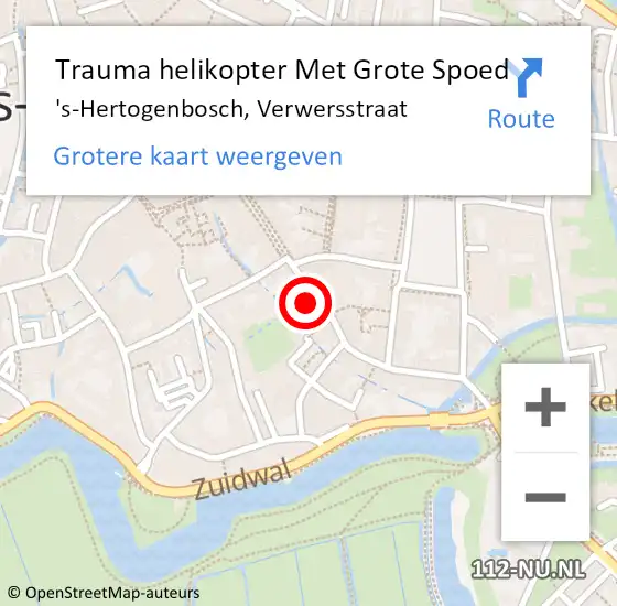 Locatie op kaart van de 112 melding: Trauma helikopter Met Grote Spoed Naar 's-Hertogenbosch, Verwersstraat op 17 december 2023 05:12