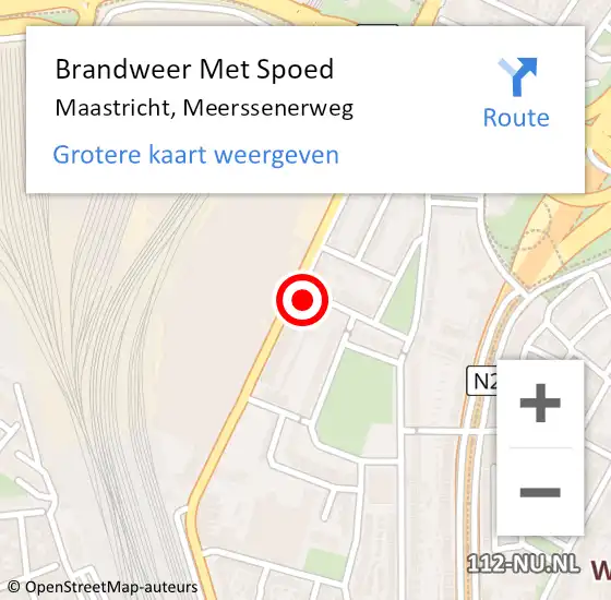 Locatie op kaart van de 112 melding: Brandweer Met Spoed Naar Maastricht, Meerssenerweg op 17 december 2023 08:18