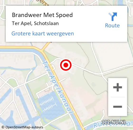 Locatie op kaart van de 112 melding: Brandweer Met Spoed Naar Ter Apel, Schotslaan op 17 december 2023 08:25