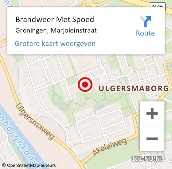 Locatie op kaart van de 112 melding: Brandweer Met Spoed Naar Groningen, Marjoleinstraat op 17 december 2023 09:47