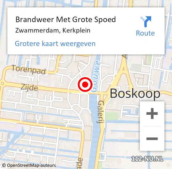 Locatie op kaart van de 112 melding: Brandweer Met Grote Spoed Naar Zwammerdam, Kerkplein op 17 december 2023 09:55