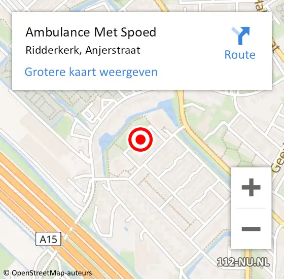 Locatie op kaart van de 112 melding: Ambulance Met Spoed Naar Ridderkerk, Anjerstraat op 17 december 2023 10:05