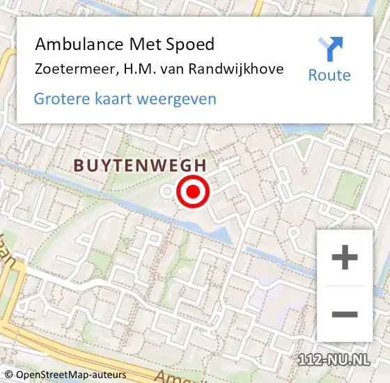 Locatie op kaart van de 112 melding: Ambulance Met Spoed Naar Zoetermeer, H.M. van Randwijkhove op 17 december 2023 11:35