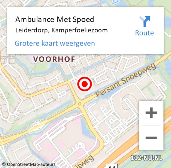 Locatie op kaart van de 112 melding: Ambulance Met Spoed Naar Leiderdorp, Kamperfoeliezoom op 17 december 2023 11:37