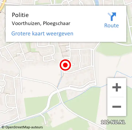 Locatie op kaart van de 112 melding: Politie Voorthuizen, Ploegschaar op 17 december 2023 12:01