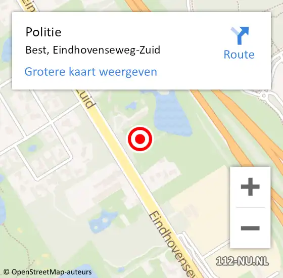 Locatie op kaart van de 112 melding: Politie Best, Eindhovenseweg-Zuid op 17 december 2023 12:28