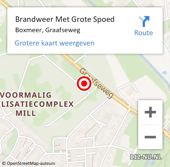 Locatie op kaart van de 112 melding: Brandweer Met Grote Spoed Naar Boxmeer, Graafseweg op 17 december 2023 13:16