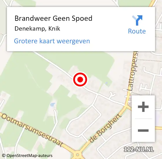 Locatie op kaart van de 112 melding: Brandweer Geen Spoed Naar Denekamp, Knik op 17 december 2023 13:34