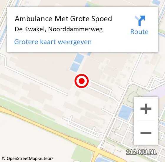Locatie op kaart van de 112 melding: Ambulance Met Grote Spoed Naar De Kwakel, Noorddammerweg op 17 december 2023 13:38