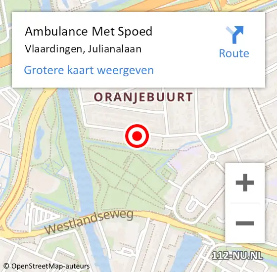 Locatie op kaart van de 112 melding: Ambulance Met Spoed Naar Vlaardingen, Julianalaan op 17 december 2023 13:59