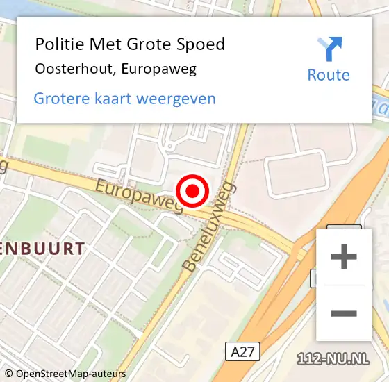 Locatie op kaart van de 112 melding: Politie Met Grote Spoed Naar Oosterhout, Europaweg op 17 december 2023 14:22
