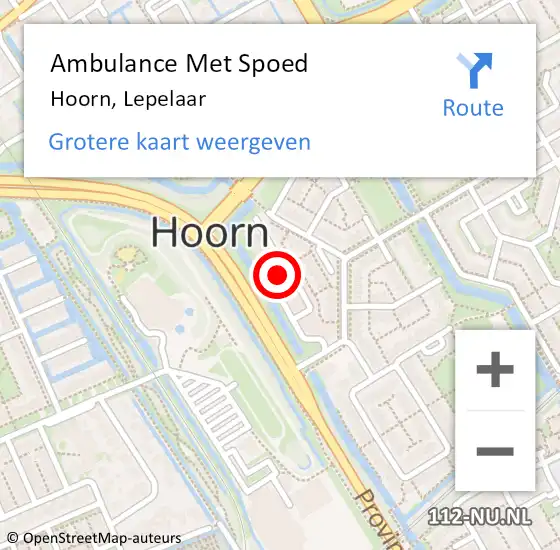 Locatie op kaart van de 112 melding: Ambulance Met Spoed Naar Hoorn, Lepelaar op 17 december 2023 14:25