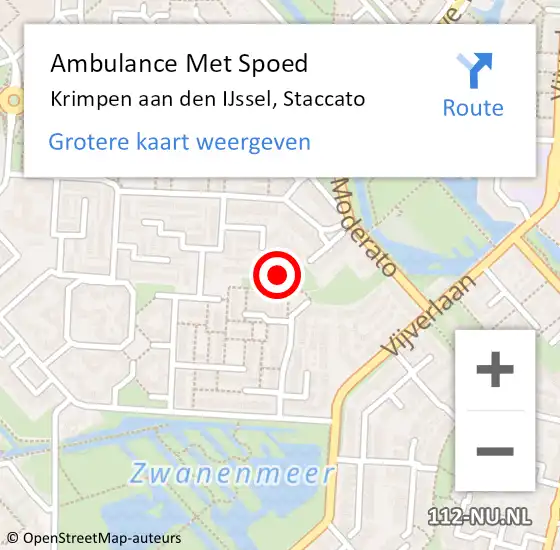 Locatie op kaart van de 112 melding: Ambulance Met Spoed Naar Krimpen aan den IJssel, Staccato op 17 december 2023 14:35